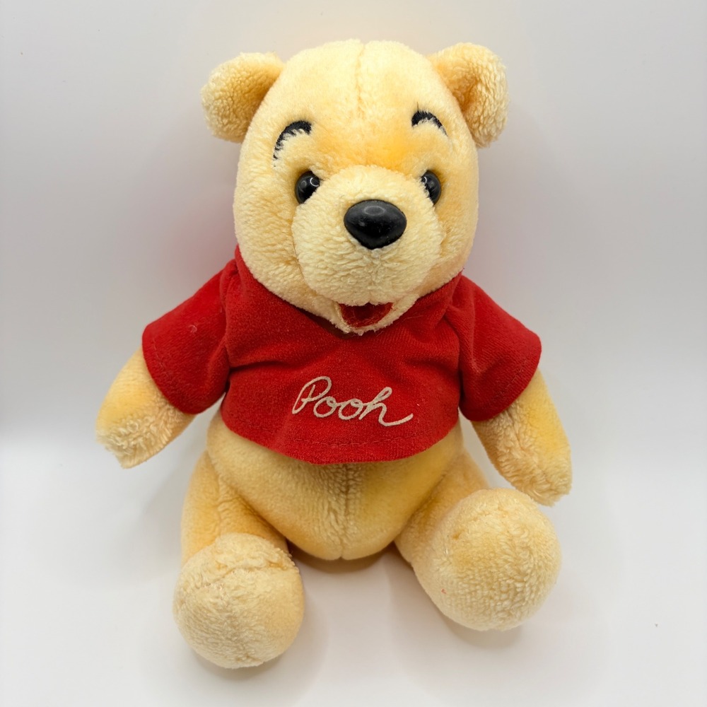 Disney Winnie the Pooh Vintage Red Shirt Plush Stuffed Animal Toy 8" Collectible